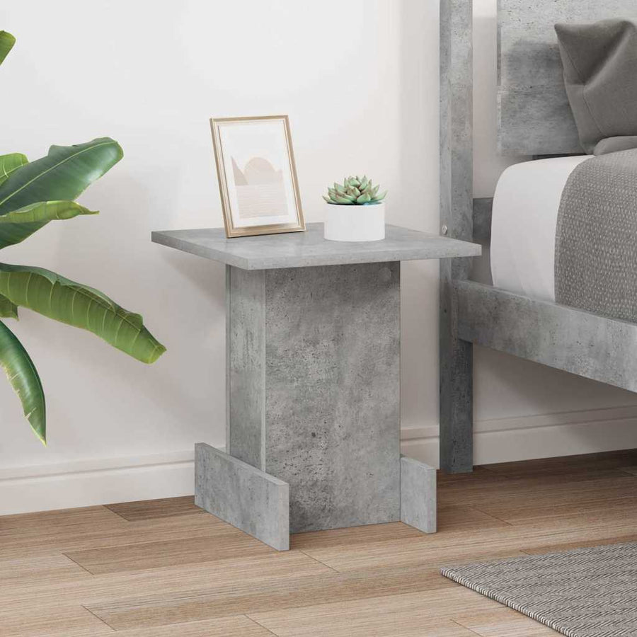 Bijzettafel Beton Grijs 35,5 x 35 x 40 cm Bewerkt hout