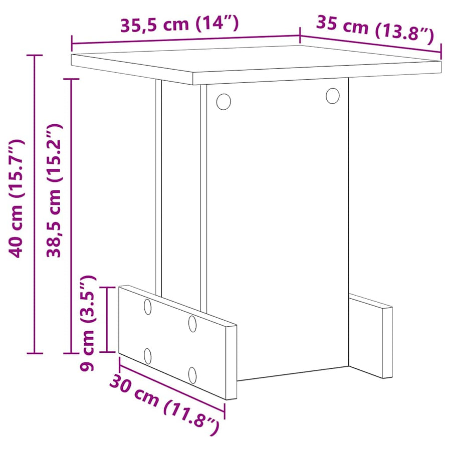 Bijzettafel Oudhout 35,5 x 35 x 40 cm Bewerkt hout