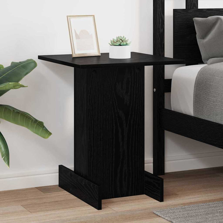 Bijzettafel Zwart Eiken 44,5 x 45 x 55 cm Bewerkt hout