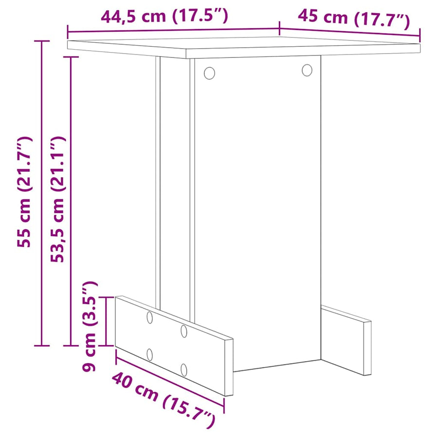Bijzettafel Oudhout 44,5 x 45 x 55 cm Bewerkt hout
