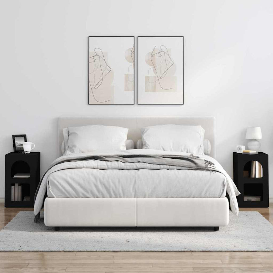 Nachtkastje 2 pcs Zwart 29,5 x 35 x 50 cm Bewerkt hout