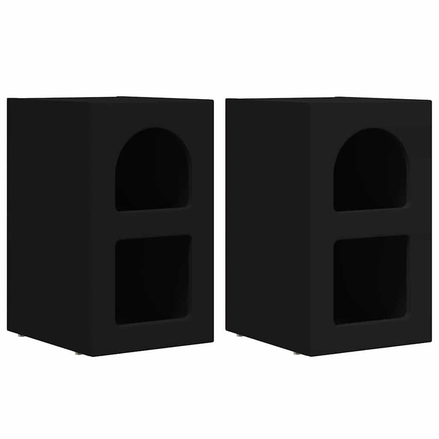 Nachtkastje 2 pcs Zwart 29,5 x 35 x 50 cm Bewerkt hout