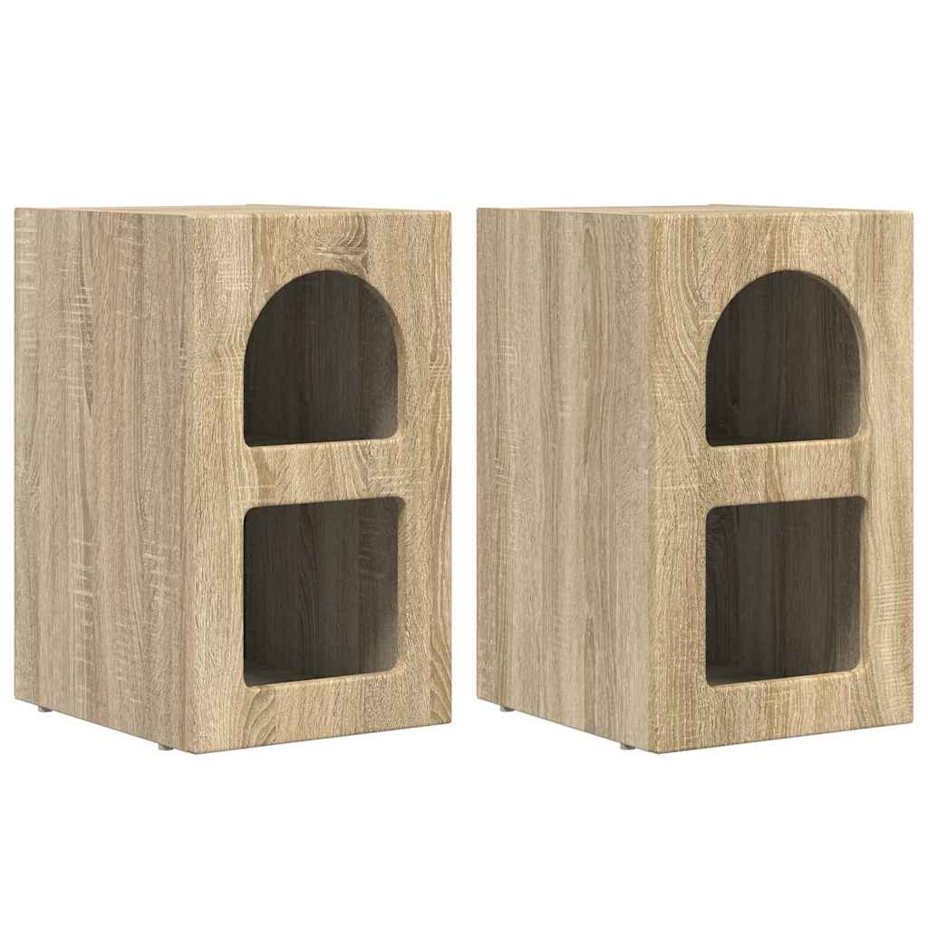 Nachtkastje 2 pcs Sonoma Eiken 29,5 x 35 x 50 cm Bewerkt hout