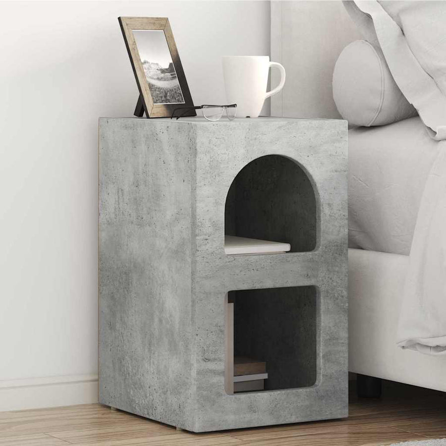 Nachtkastje Beton Grijs 29,5 x 35 x 50 cm Bewerkt hout