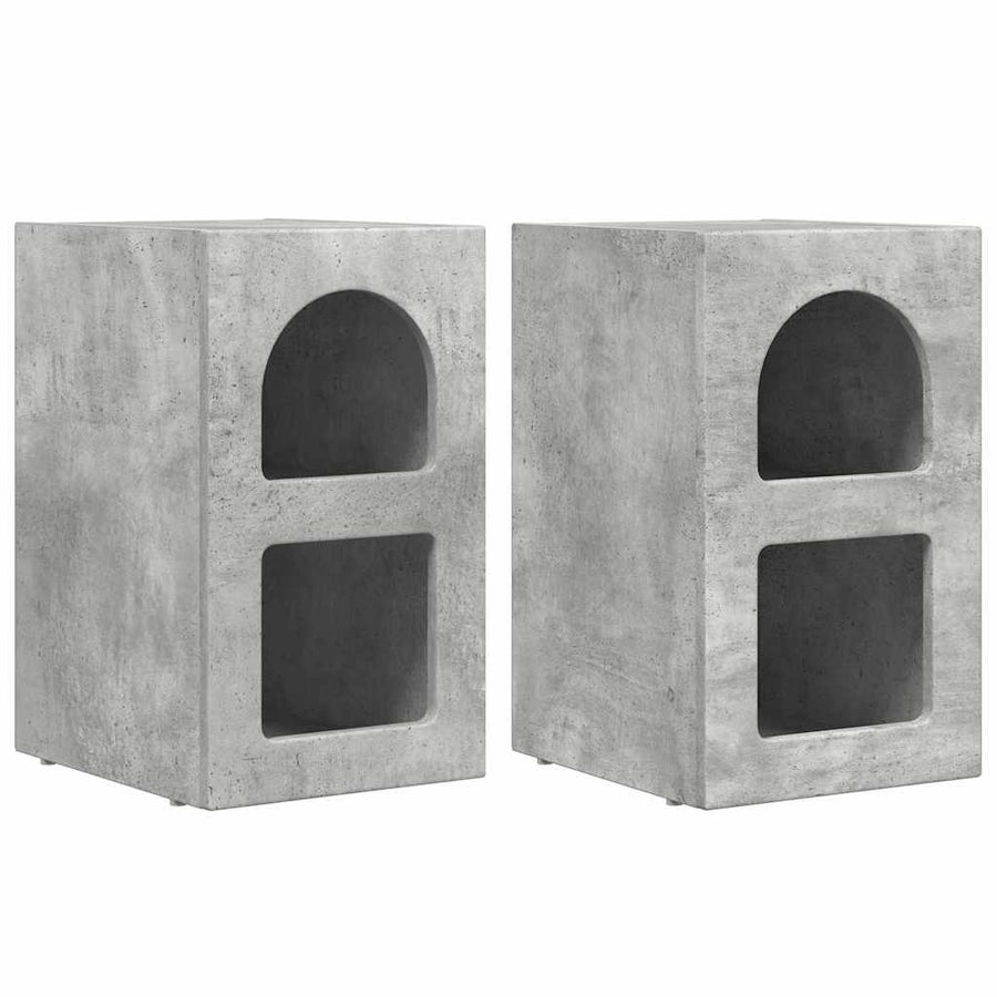 Nachtkastje 2 pcs Beton Grijs 29,5 x 35 x 50 cm Bewerkt hout