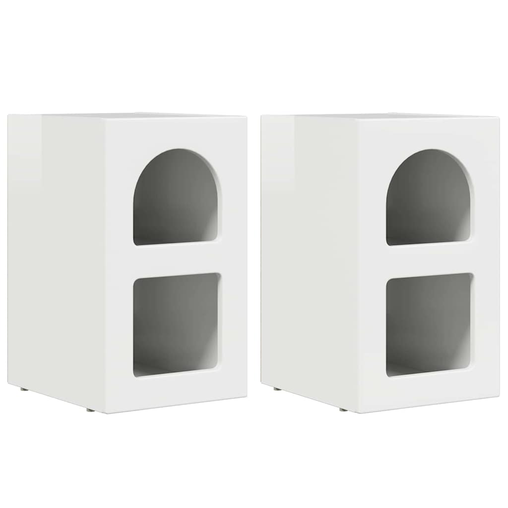 Nachtkastje 2 pcs Hoogglans wit 29,5 x 35 x 50 cm Bewerkt hout