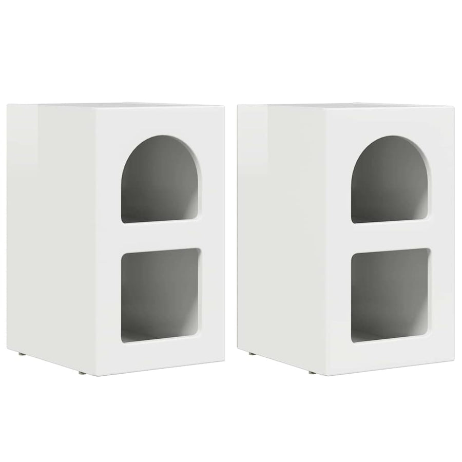 Nachtkastje 2 pcs Hoogglans wit 29,5 x 35 x 50 cm Bewerkt hout