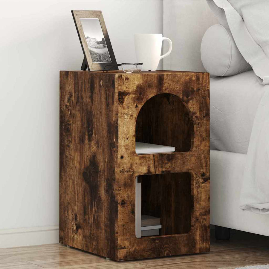 Nachtkastje 2 pcs Gerookt eiken 29,5 x 35 x 50 cm Bewerkt hout