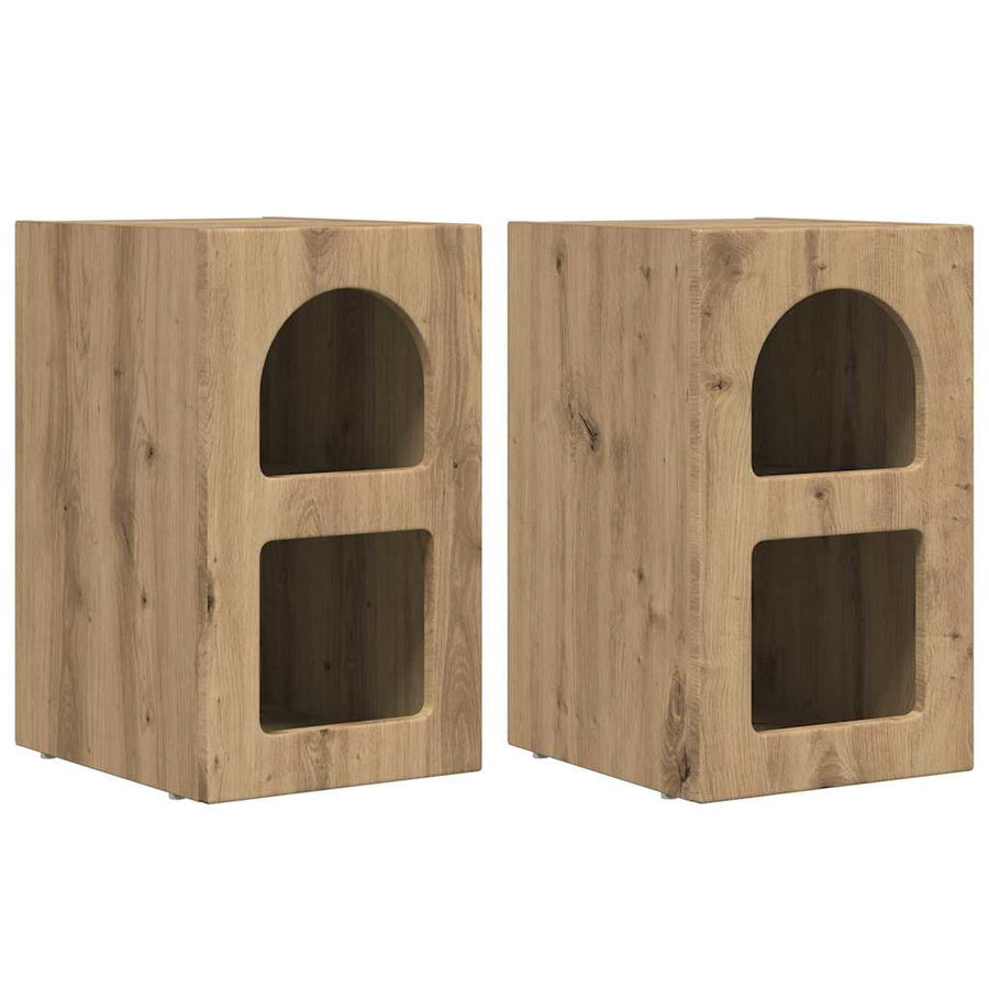 Nachtkastje 2 pcs Artisan Eiken 29,5 x 35 x 50 cm Bewerkt hout
