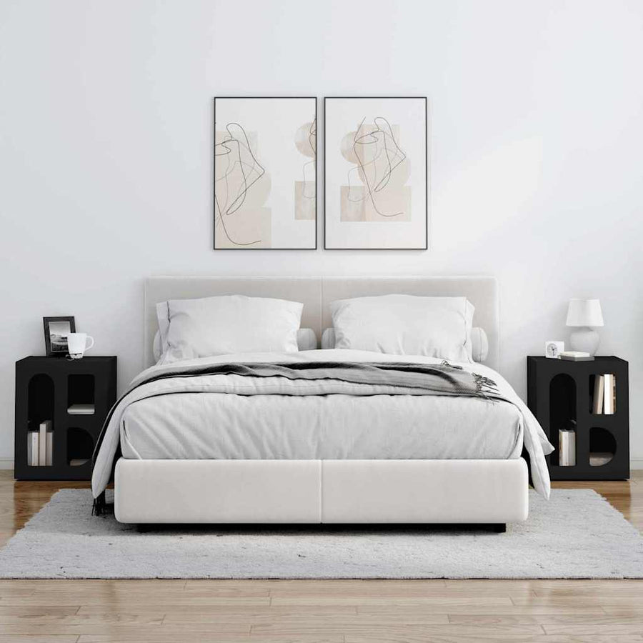 Nachtkastje 2 pcs Zwart 40 x 35 x 50 cm Bewerkt hout