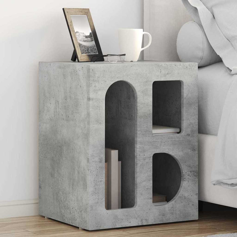 Nachtkastje 2 pcs Beton Grijs 40 x 35 x 50 cm Bewerkt hout