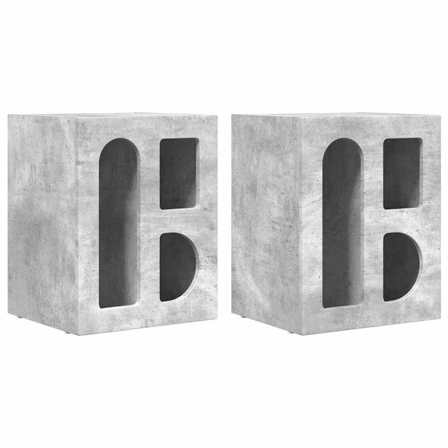 Nachtkastje 2 pcs Beton Grijs 40 x 35 x 50 cm Bewerkt hout