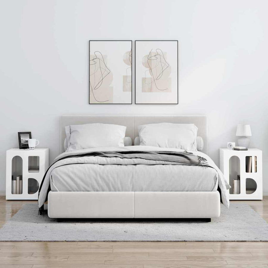 Nachtkastje 2 pcs Hoogglans wit 40 x 35 x 50 cm Bewerkt hout