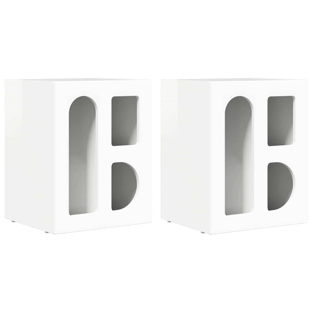 Nachtkastje 2 pcs Hoogglans wit 40 x 35 x 50 cm Bewerkt hout