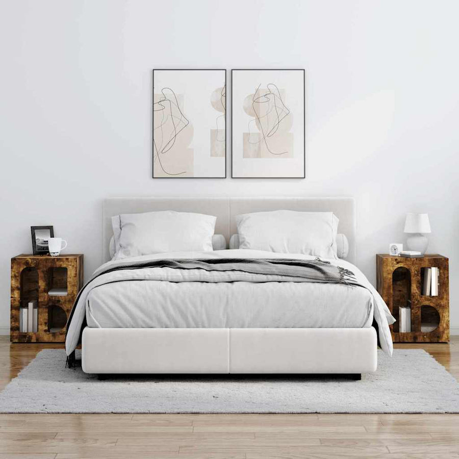 Nachtkastje 2 pcs Gerookt eiken 40 x 35 x 50 cm Bewerkt hout