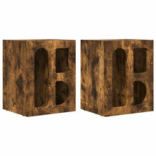 Nachtkastje 2 pcs Gerookt eiken 40 x 35 x 50 cm Bewerkt hout