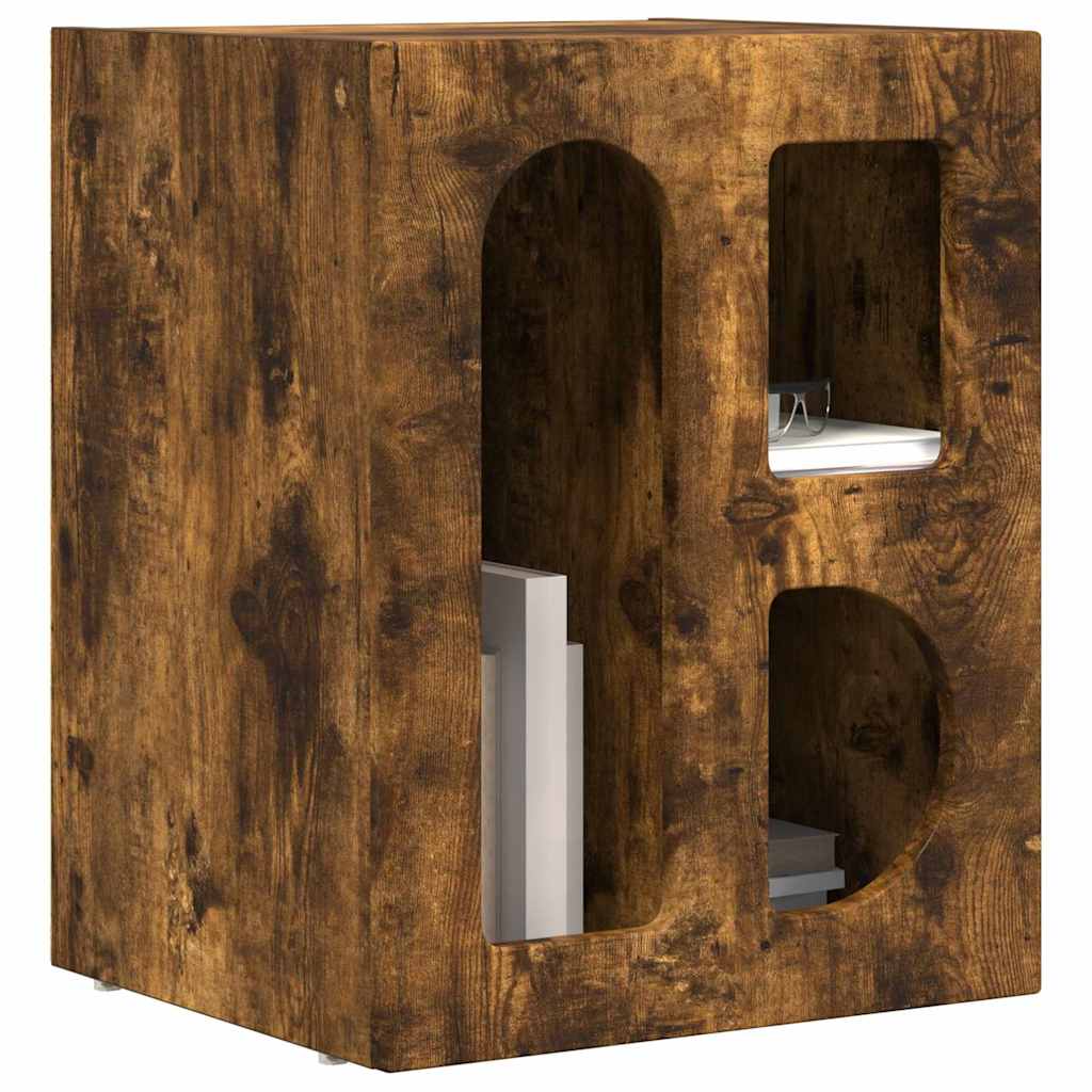 Nachtkastje 2 pcs Gerookt eiken 40 x 35 x 50 cm Bewerkt hout