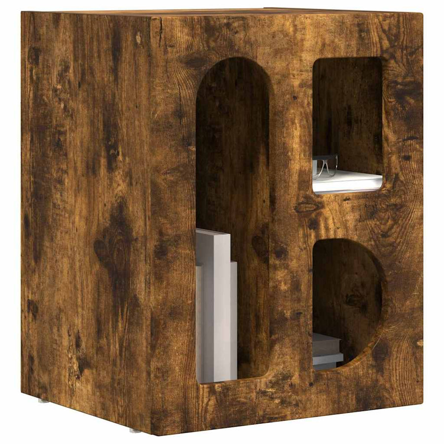 Nachtkastje 2 pcs Gerookt eiken 40 x 35 x 50 cm Bewerkt hout