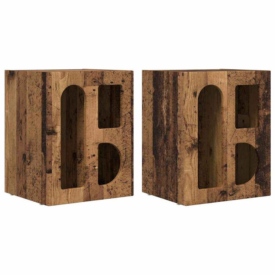 Nachtkastje 2 pcs Oudhout 40 x 35 x 50 cm Bewerkt hout