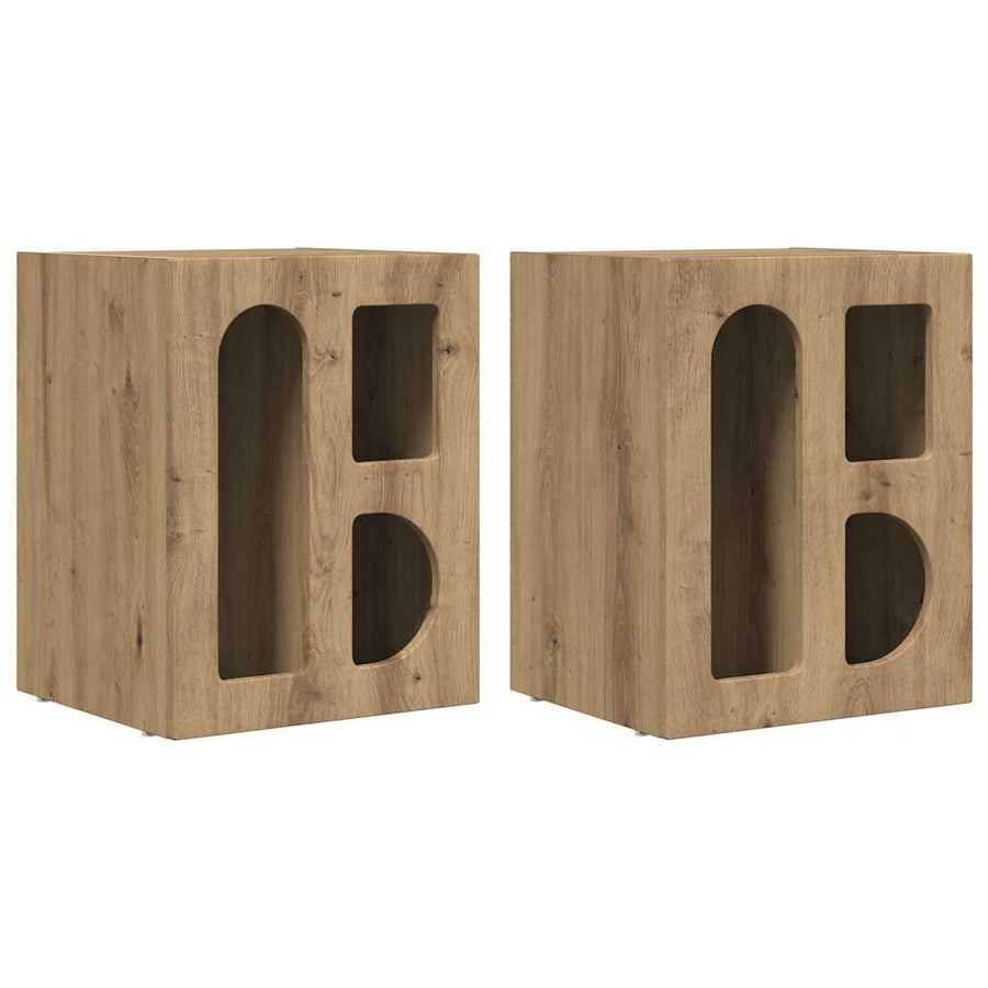 Nachtkastje 2 pcs Artisan Eiken 40 x 35 x 50 cm Bewerkt hout