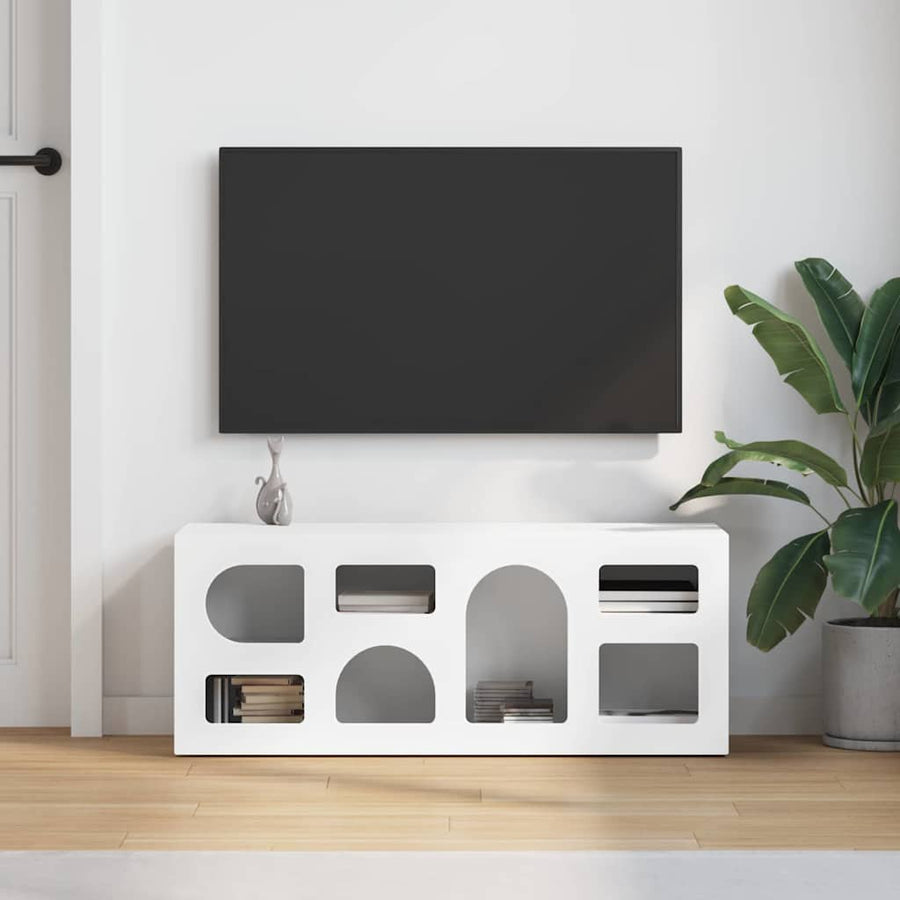 TV-kast Wit 100 x 35 x 40 cm Bewerkt hout