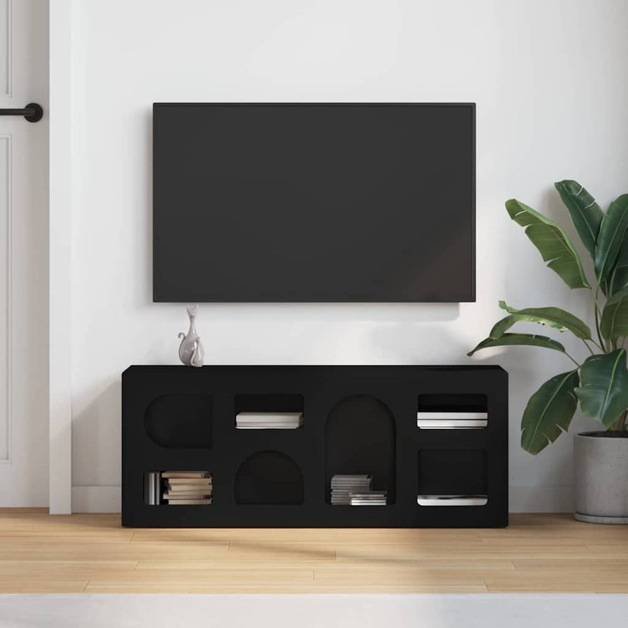 TV-kast Zwart 100 x 35 x 40 cm Bewerkt hout