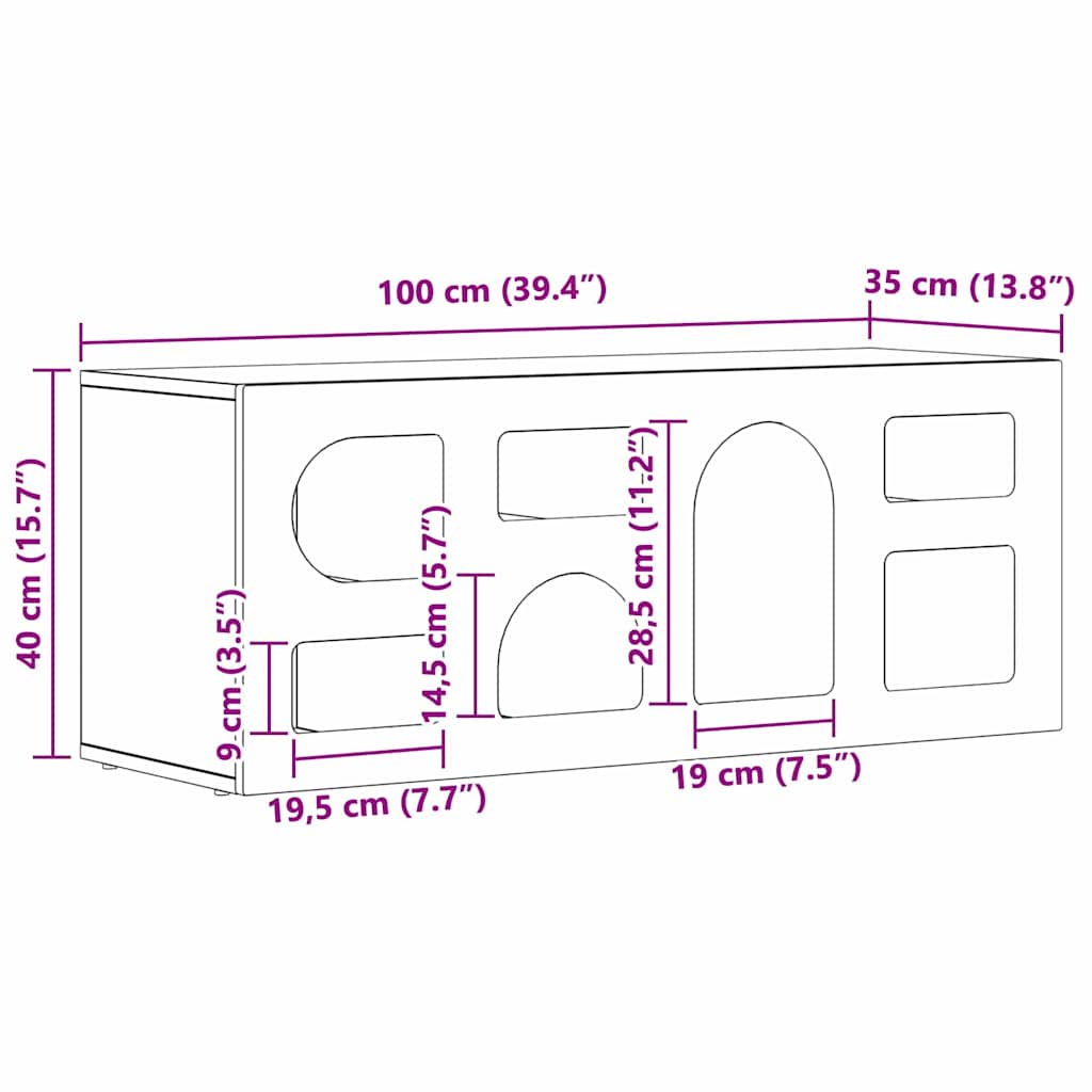 TV-kast Zwart 100 x 35 x 40 cm Bewerkt hout