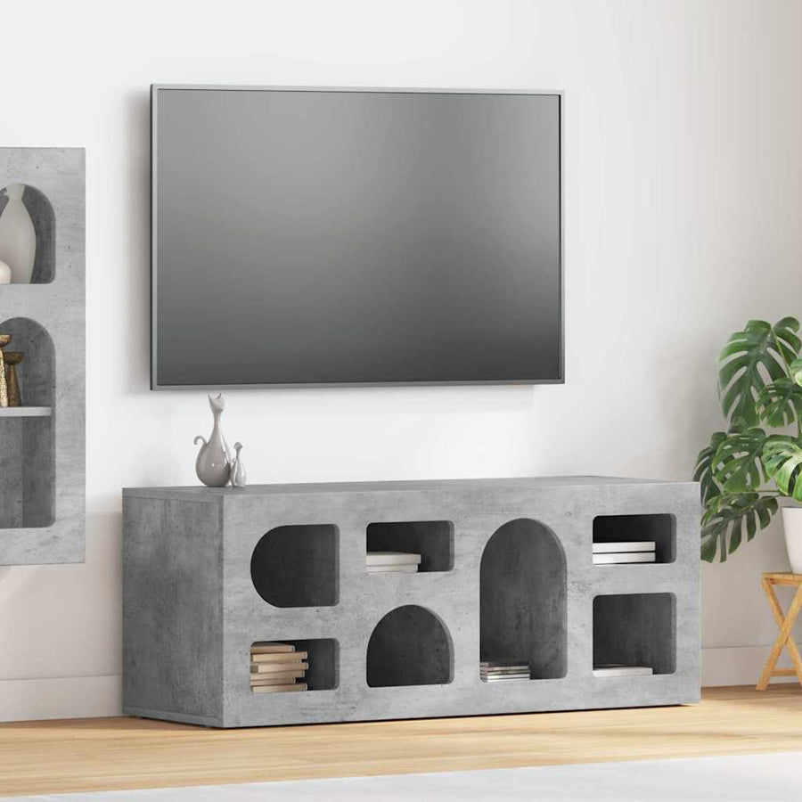 TV-kast Beton Grijs 100 x 35 x 40 cm Bewerkt hout