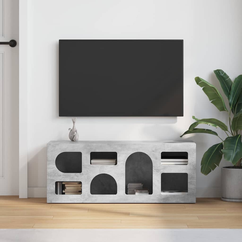 TV-kast Beton Grijs 100 x 35 x 40 cm Bewerkt hout
