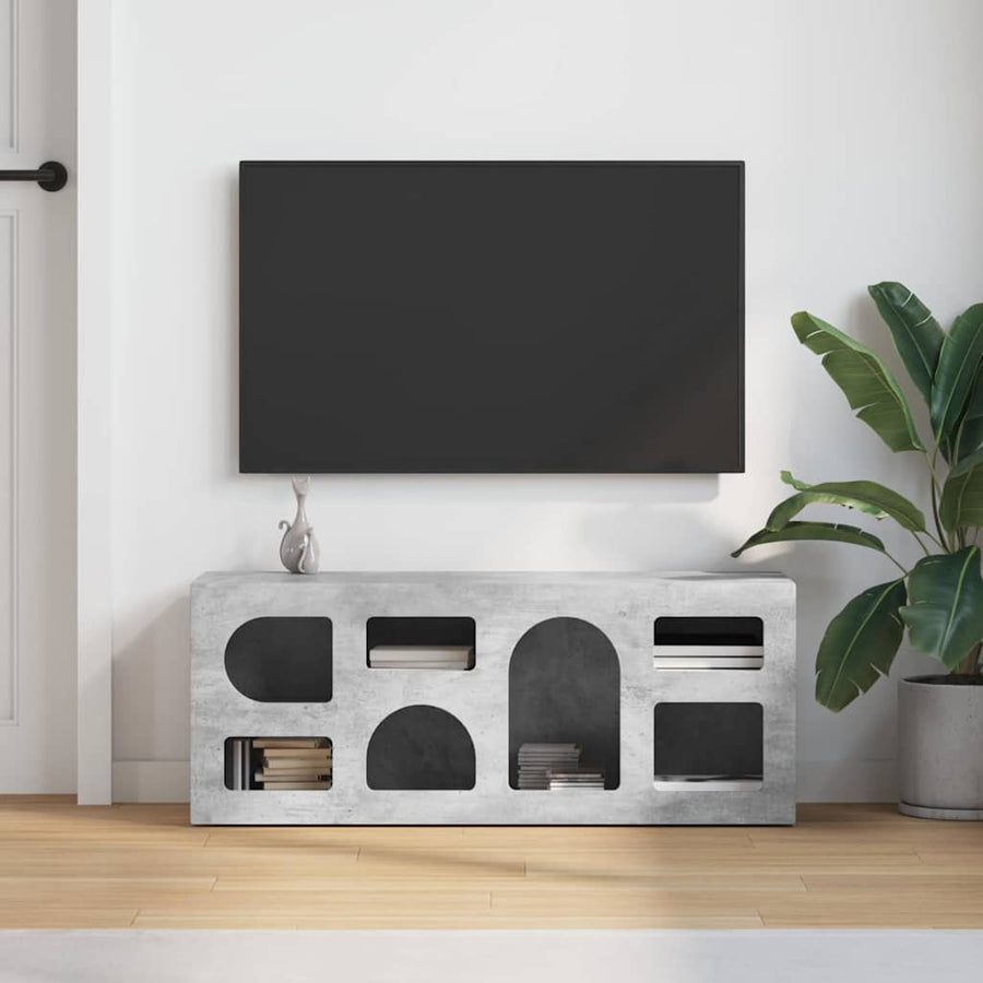 TV-kast Beton Grijs 100 x 35 x 40 cm Bewerkt hout