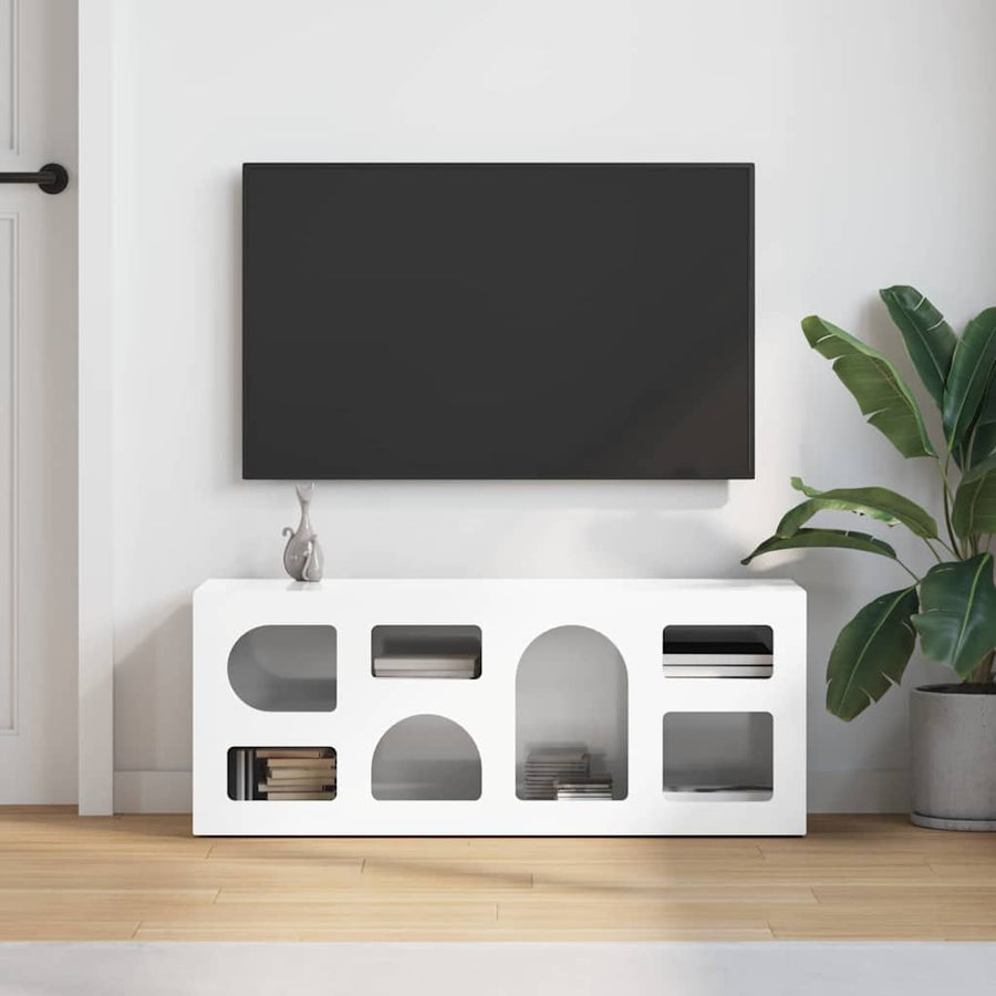TV-kast Hoogglans wit 100 x 35 x 40 cm Bewerkt hout