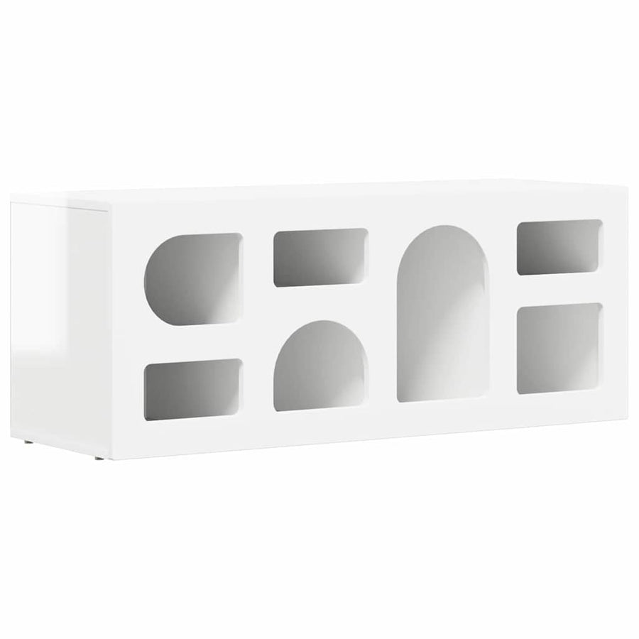 TV-kast Hoogglans wit 100 x 35 x 40 cm Bewerkt hout