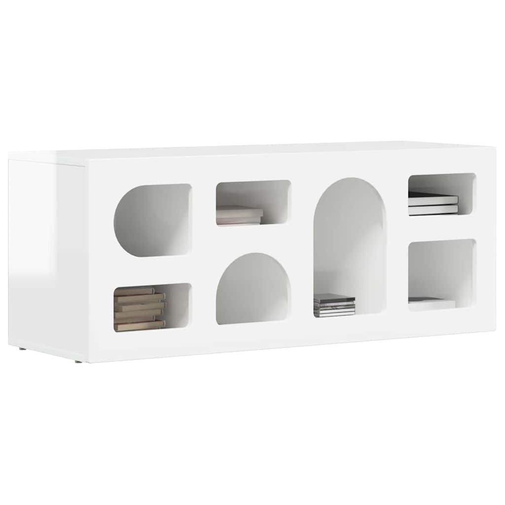 TV-kast Hoogglans wit 100 x 35 x 40 cm Bewerkt hout