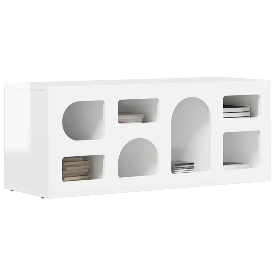 TV-kast Hoogglans wit 100 x 35 x 40 cm Bewerkt hout