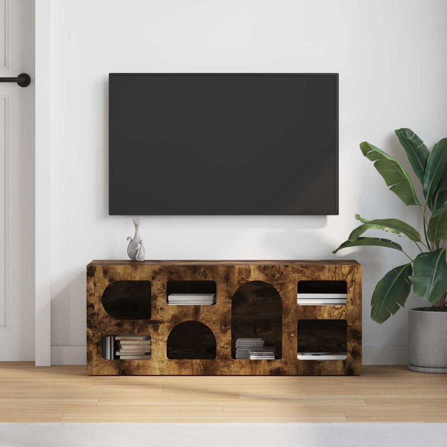 TV-kast Gerookt eiken 100 x 35 x 40 cm Bewerkt hout