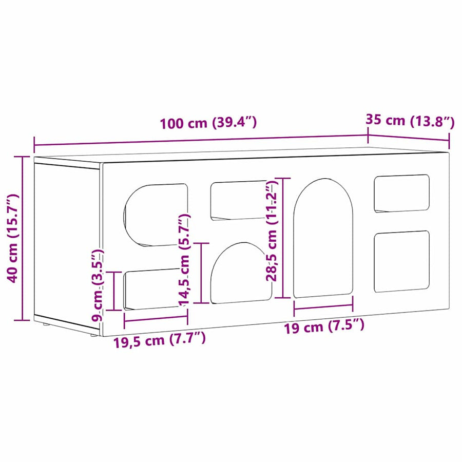 TV-kast Gerookt eiken 100 x 35 x 40 cm Bewerkt hout