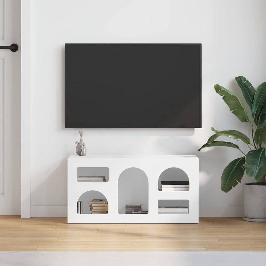 TV-kast Wit 80 x 35 x 40 cm Bewerkt hout
