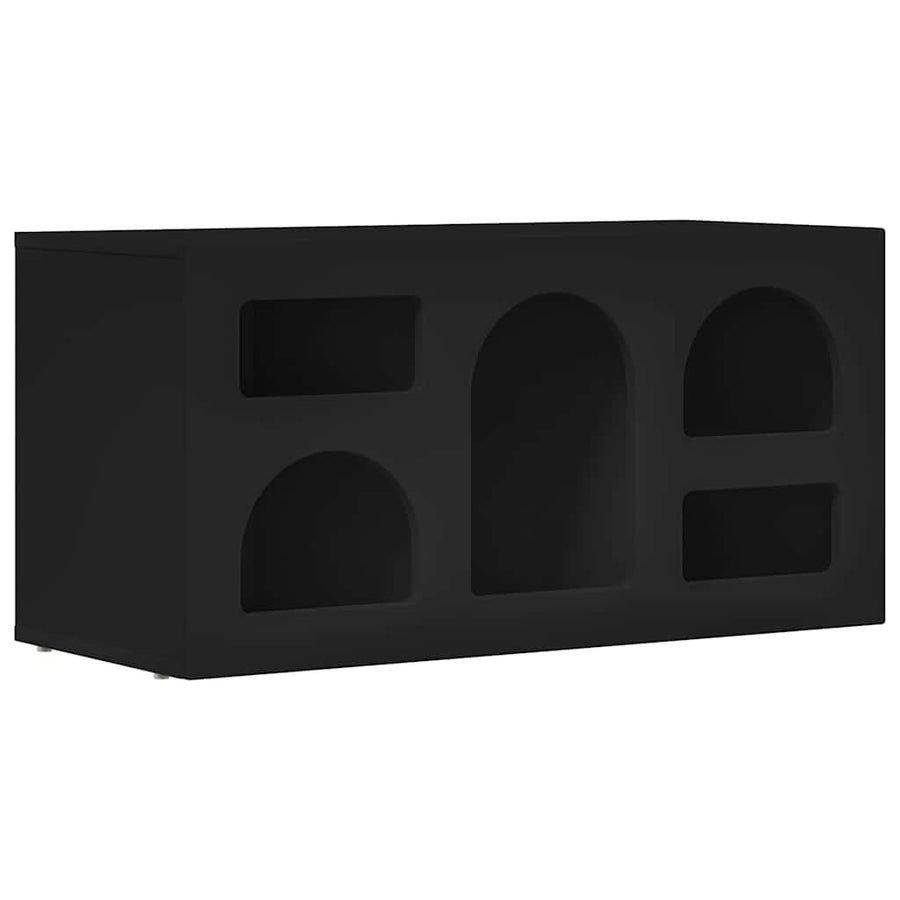 TV-kast Zwart 80 x 35 x 40 cm Bewerkt hout