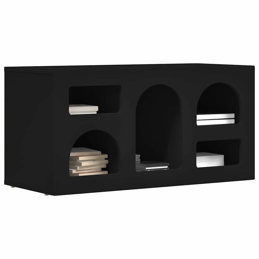 TV-kast Zwart 80 x 35 x 40 cm Bewerkt hout