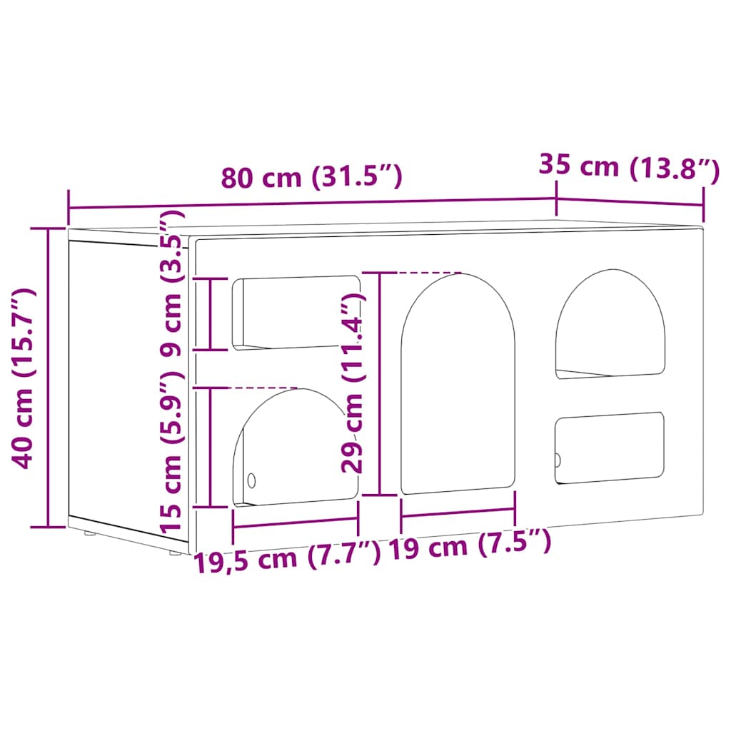 TV-kast Beton Grijs 80 x 35 x 40 cm Bewerkt hout