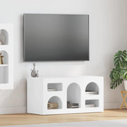 Tv-kast 80x35x40 cm bewerkt hout hoogglans wit