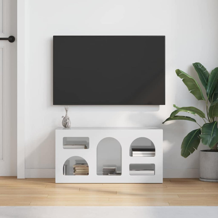 TV-kast Hoogglans wit 80 x 35 x 40 cm Bewerkt hout