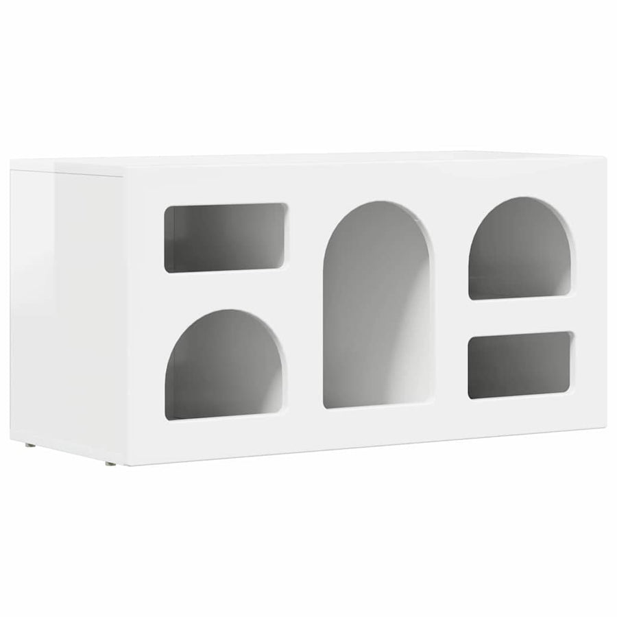 TV-kast Hoogglans wit 80 x 35 x 40 cm Bewerkt hout