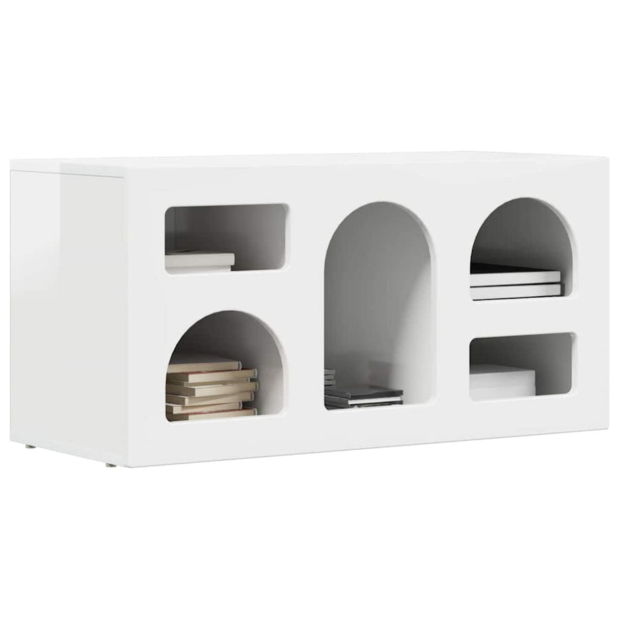 TV-kast Hoogglans wit 80 x 35 x 40 cm Bewerkt hout