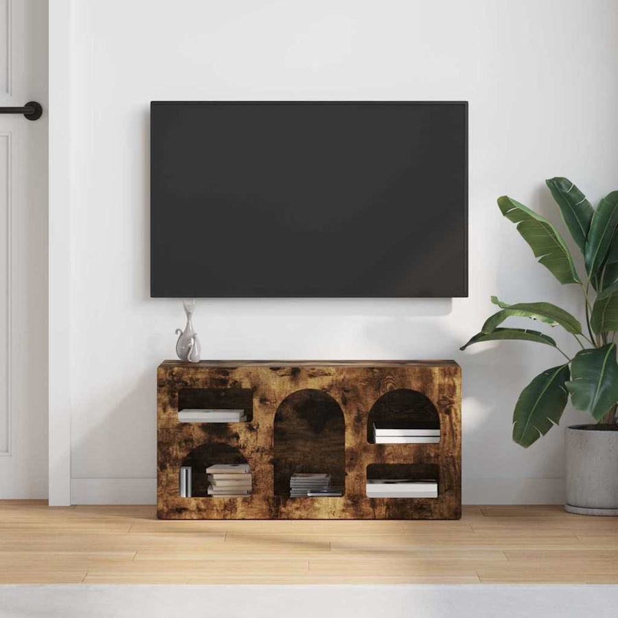 TV-kast Gerookt eiken 80 x 35 x 40 cm Bewerkt hout