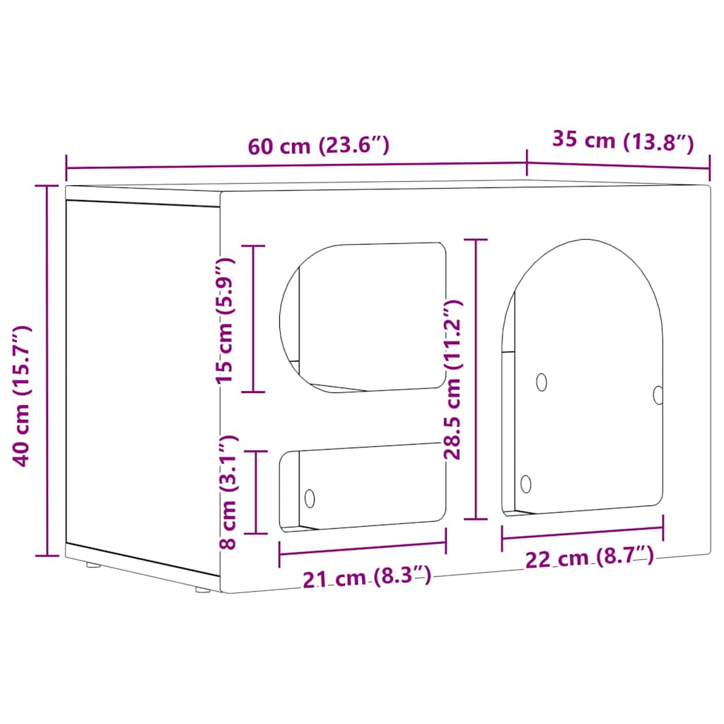 TV-kast Zwart 60 x 35 x 40 cm Bewerkt hout