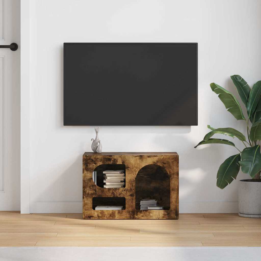 TV-kast Gerookt eiken 60 x 35 x 40 cm Bewerkt hout