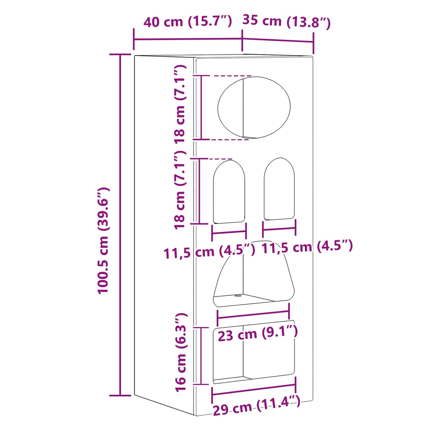 Dressoir Wit 40 x 35 x 100,5 cm Bewerkt hout