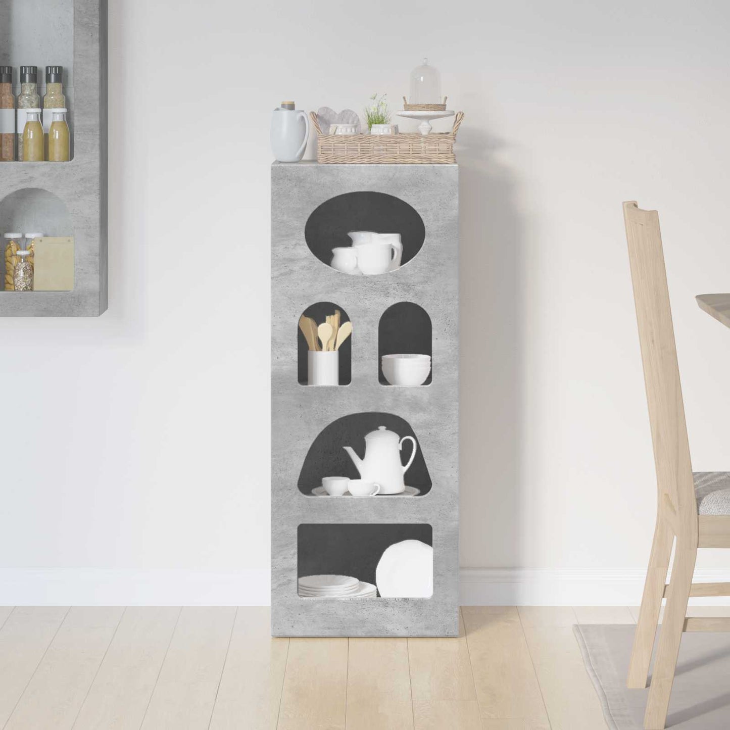 Dressoir Beton Grijs 40 x 35 x 100,5 cm Bewerkt hout