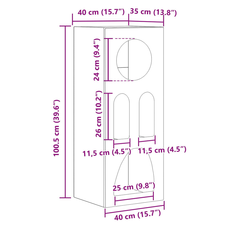 Dressoir Sonoma Eiken 40 x 35 x 100,5 cm Bewerkt hout